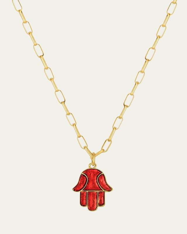 Hamsa Enamel Pendant Necklace